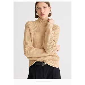 J. Crew Relaxed Roll Neck Sweater Cotton Preppy Classic Academia Fisherman Small